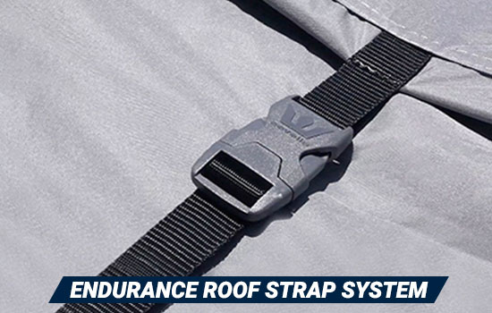 Endurance Roof Straps™ are sewn into the seam where the sidewall meets the roof, and come with adjustable straps and quick release buckles for quick, easy install.